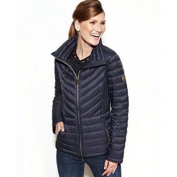 Michael Kors Coat Jacket Packable Blue Puffer Size Large Winter - Picture 1 of 7